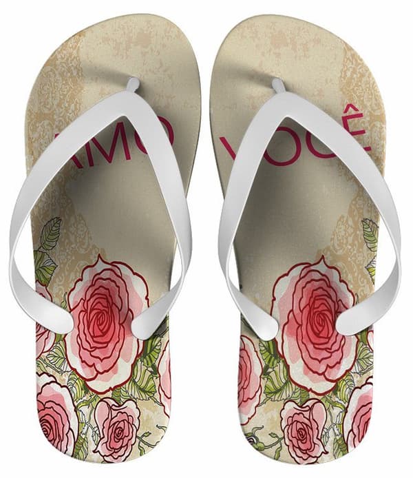 Chinelo Feminino Estampa Floral Amo Você - COD 1416