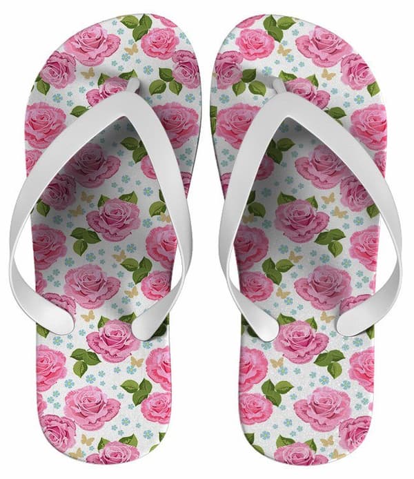 Chinelo Feminino Estampa Floral Rosa - COD 1418