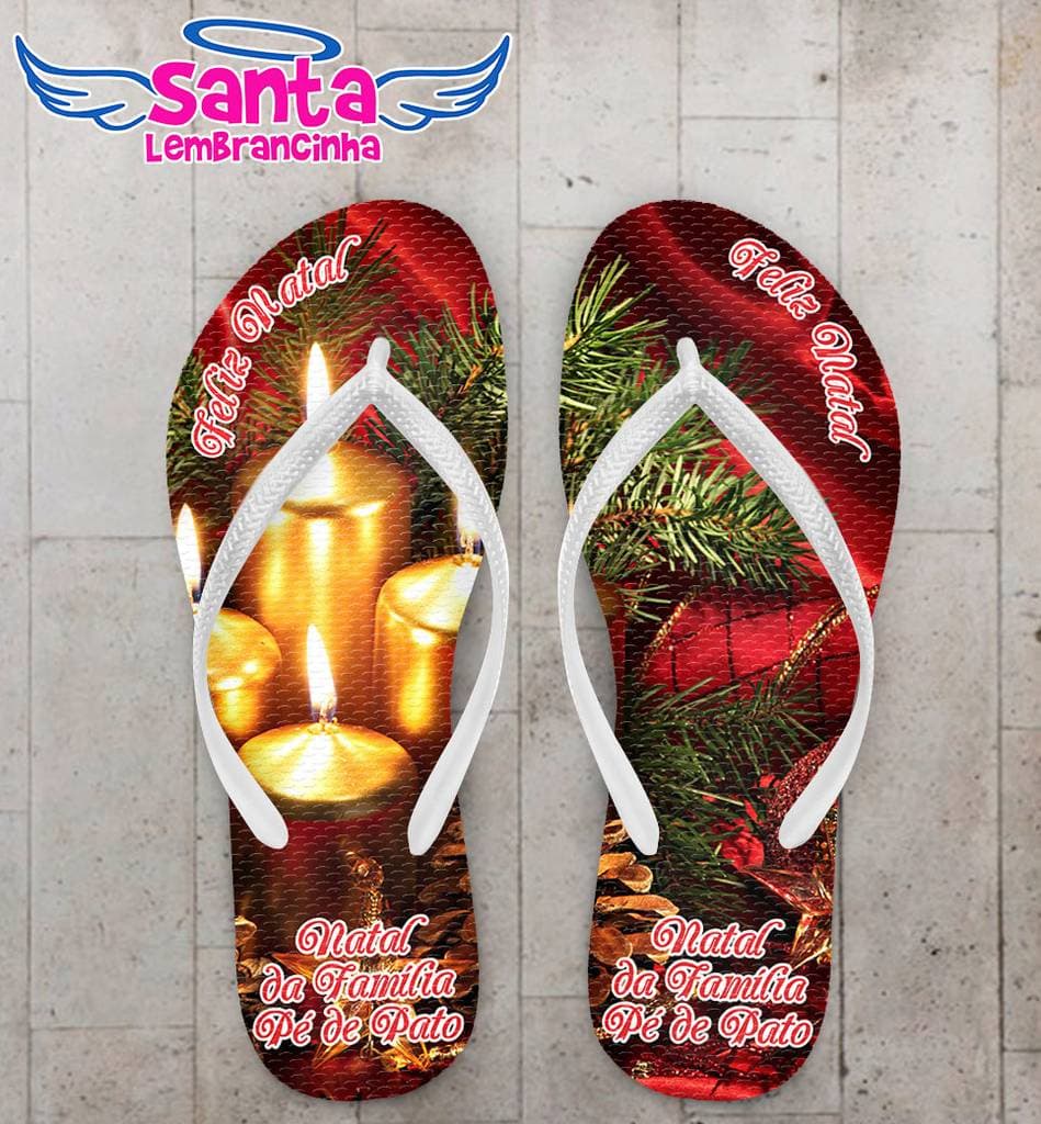 Chinelo Feliz Natal Vela Personalizado - COD 1482