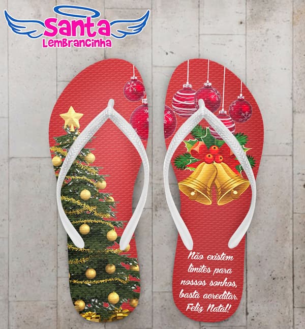 Chinelo Personalizado Feliz Natal, Sino de Natal - COD 3012