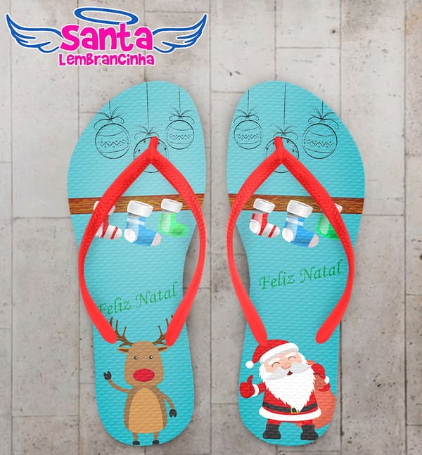 Chinelo Feliz Natal, Papai Noel Personalizado - COD 3036