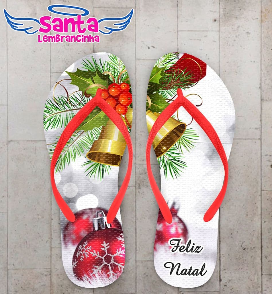 Chinelo Personalizado Feliz Natal, Sino de Natal - COD 3011