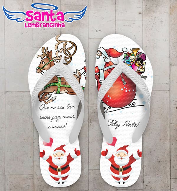 Chinelo Personalizado Feliz Natal, Papai Noel - COD 3013
