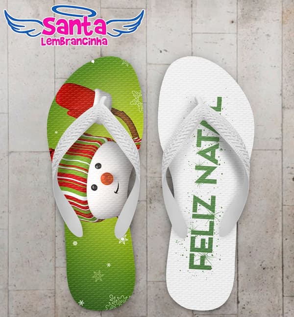 Chinelo Feliz Natal Boneco de Neve Personalizado - COD 1479