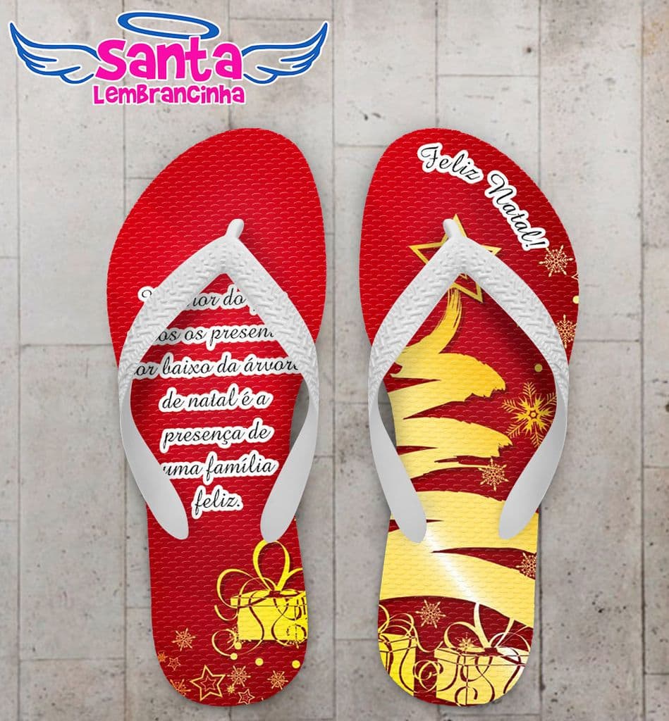 Chinelo Personalizado Feliz Natal, Árvore de Natal - COD 3010