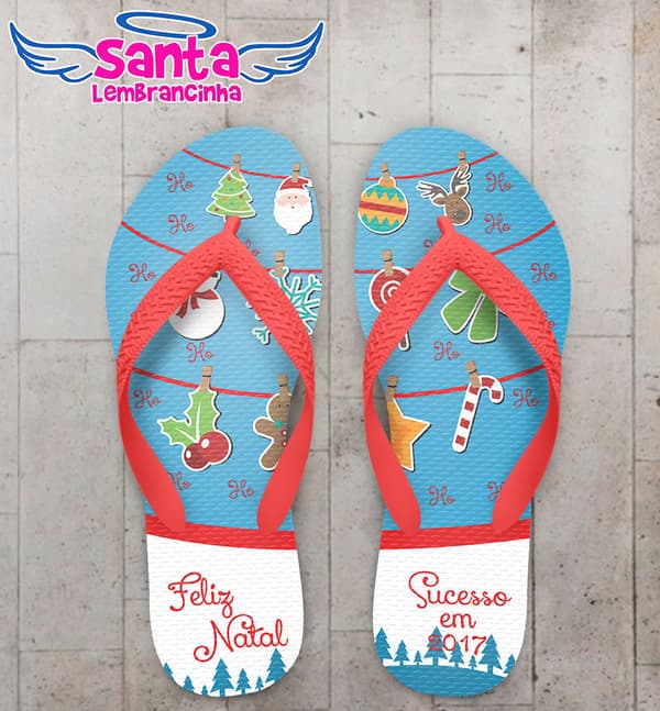 Chinelo Natal Azul Personalizado - COD 3032