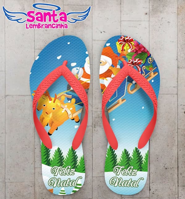 Chinelo Feliz Natal Papai Noel Personalizado - COD 1478