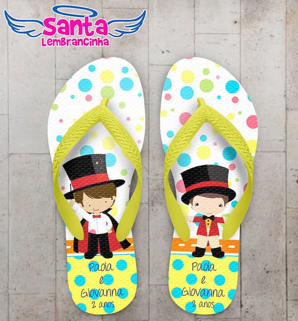 Chinelo Infantil Circo Azul Personalizado - COD 2949