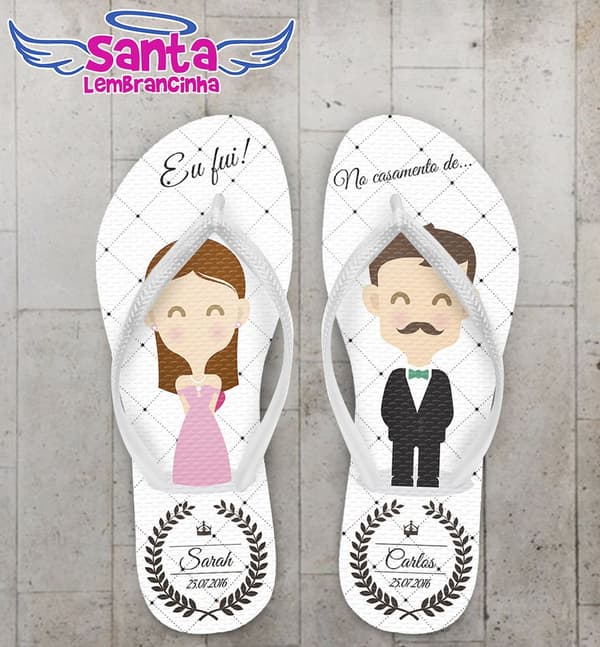 Chinelo Casamento Personalizado, Noivos Modernos - COD 1040