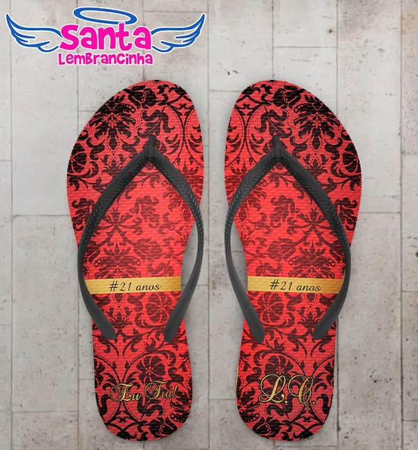 Chinelo Baile de Máscaras Vermelho Personalizado - COD 2975