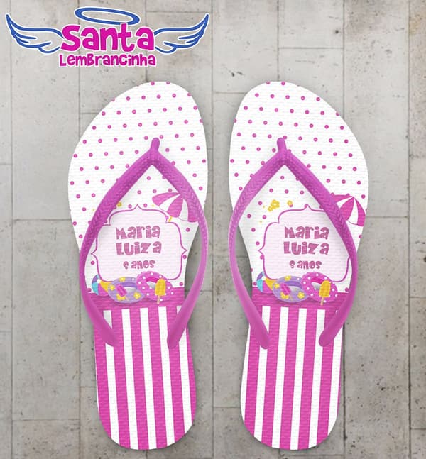 Chinelo Infantil Festa na Piscina Personalizado - COD 1954
