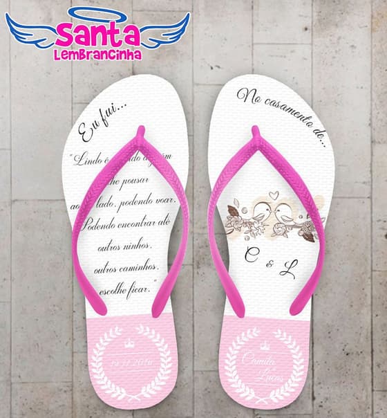 Chinelo Casamento Pássaros Personalizado - COD 2647