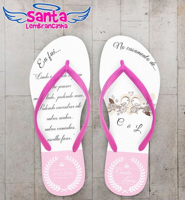Chinelo Casamento Pássaros Personalizado - COD 2647