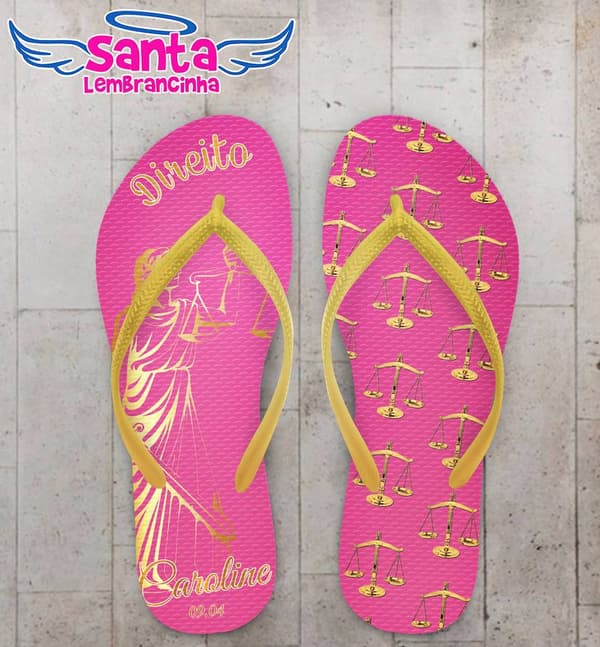 Chinelo Formatura Direito Personalizado, Rosa - COD 2682