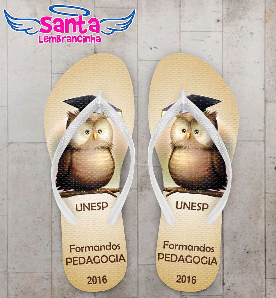 Chinelo Formatura Pedagogia Personalizado, Coruja - COD 2128