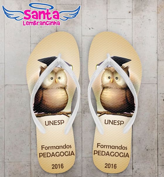 Chinelo Formatura Pedagogia Personalizado, Coruja - COD 2128