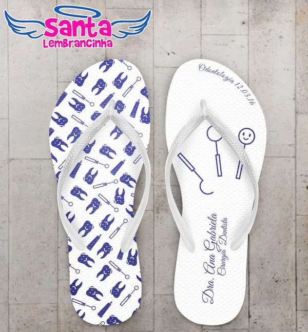 Chinelo Formatura Odontologia Dentista Personalizado Azul - COD 2736