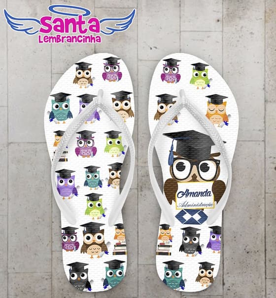 Chinelo Formatura Administração Coruja Personalizado - COD 2596