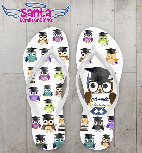 Chinelo Formatura Administração Coruja Personalizado - COD 2596