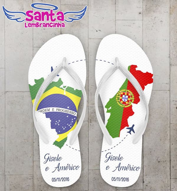 Chinelo Casamento Personalizado, Brasil e Portugal - COD 1900