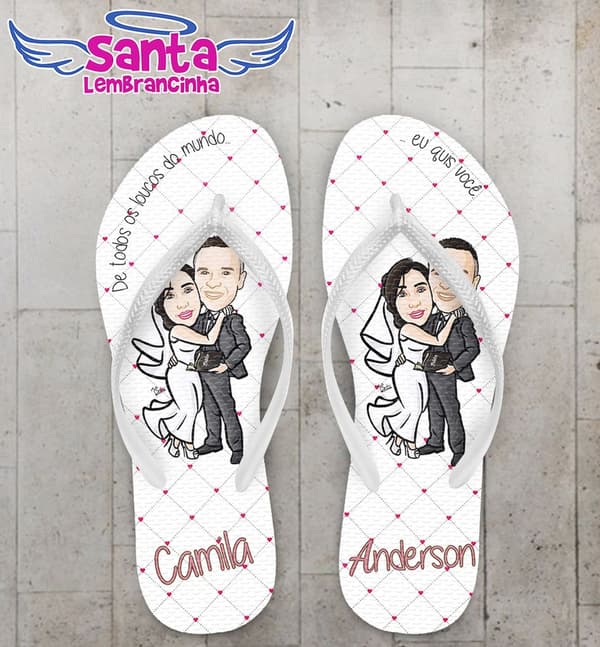 Chinelo Casamento Personalizado, Caricatura - COD 2117