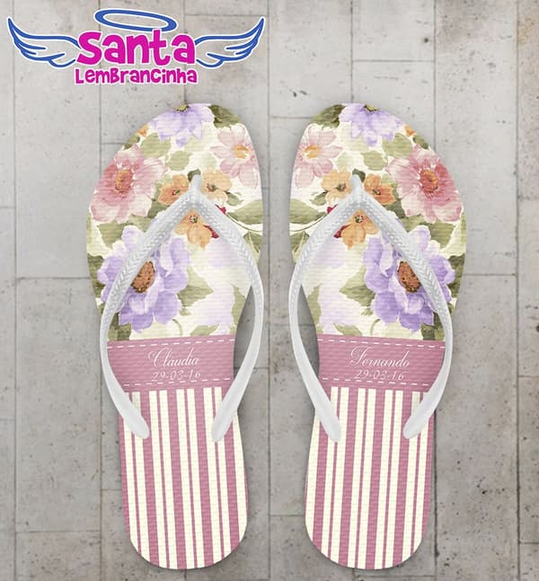 Chinelo Casamento Personalizado, Floral - COD 1898