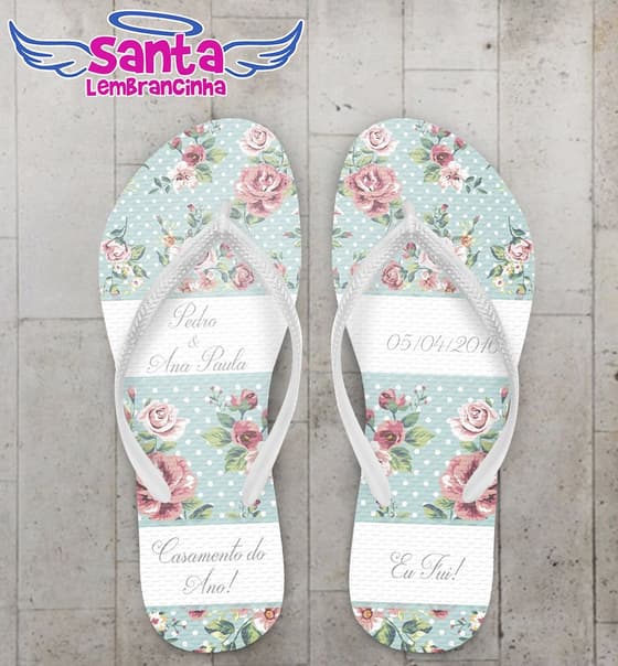 Chinelo Casamento Personalizado, Flores - COD 1874