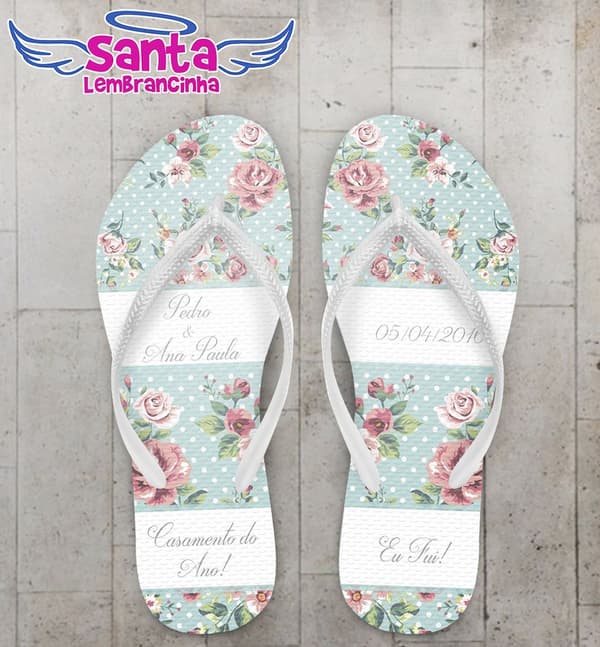 Chinelo Casamento Personalizado, Flores - COD 1874