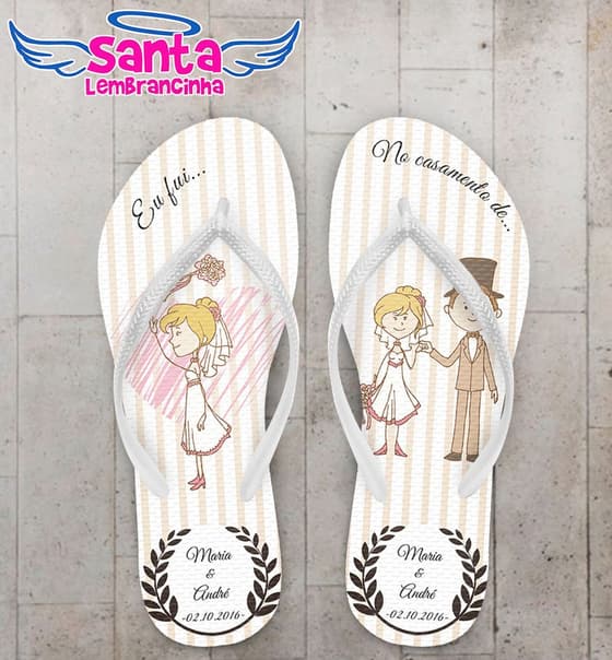Chinelo Casamento Personalizado, Buquê - COD 1729
