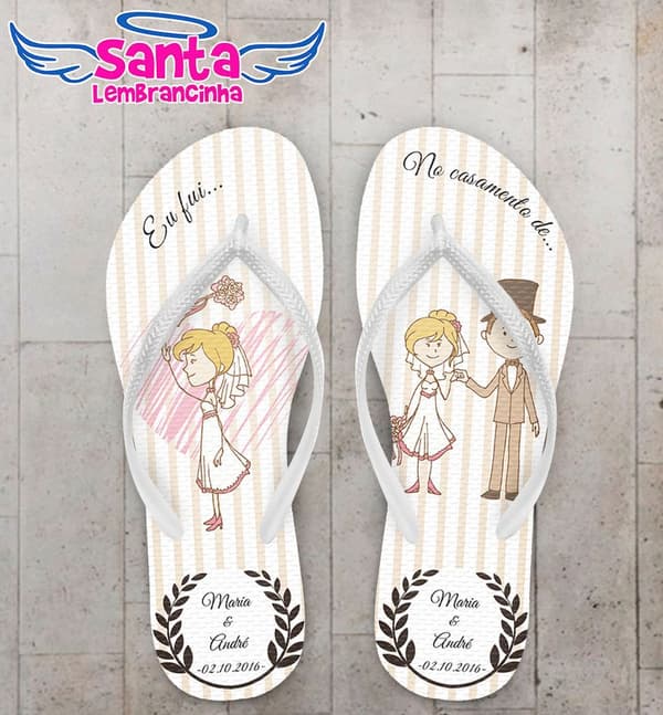 Chinelo Casamento Personalizado, Buquê - COD 1729