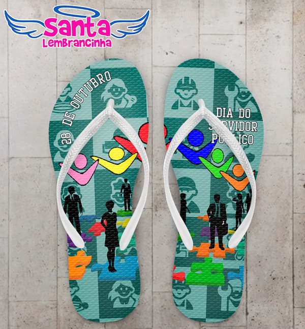 Chinelo Dia do Funcionário Público Personalizado, Azul - COD 2945