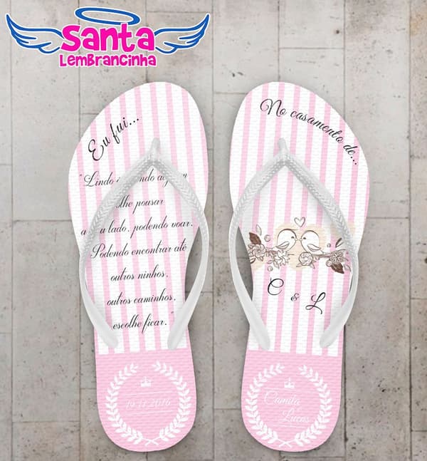 Chinelo Casamento Personalizado, Pássaros - COD 2649