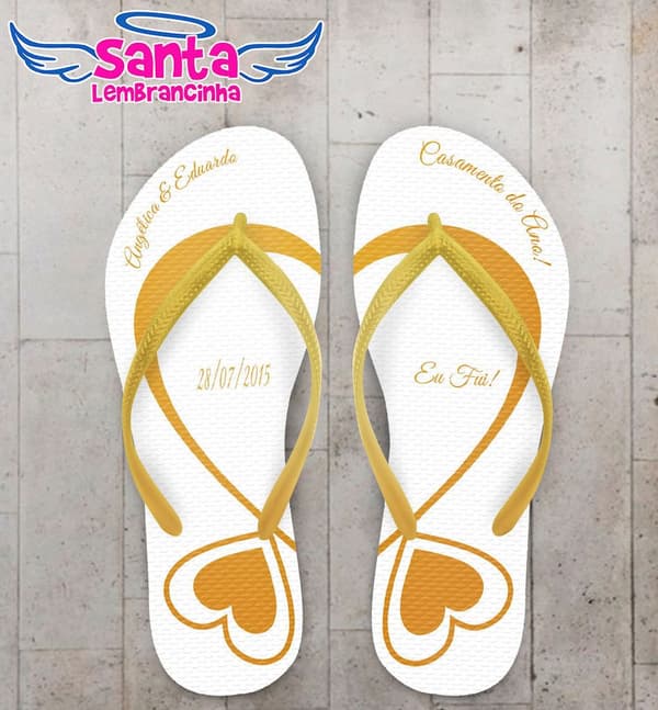 Chinelo Casamento Personalizado Coração - COD 1734