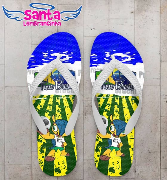 Chinelo Mascote Fuleco Brasil Personalizado - COD 2742