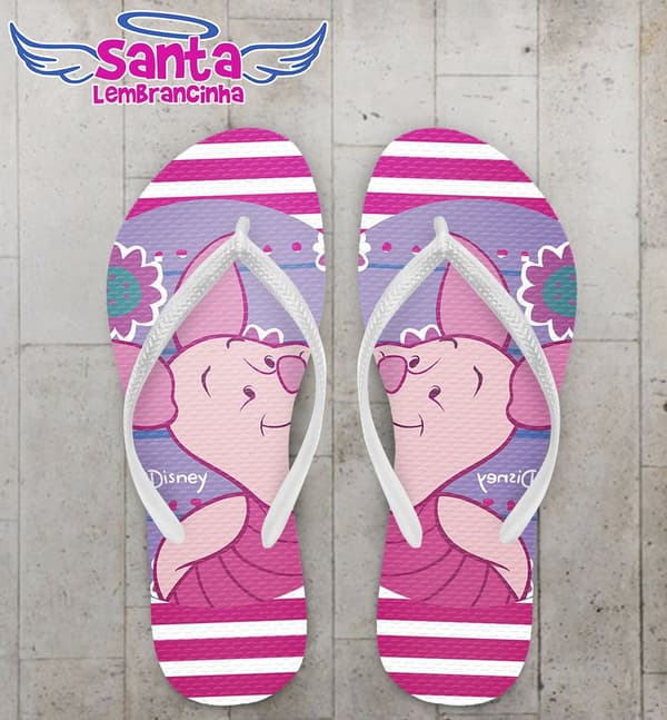 Chinelo Infantil Ursinho Pooh, Leitão Personalizado - COD 2635