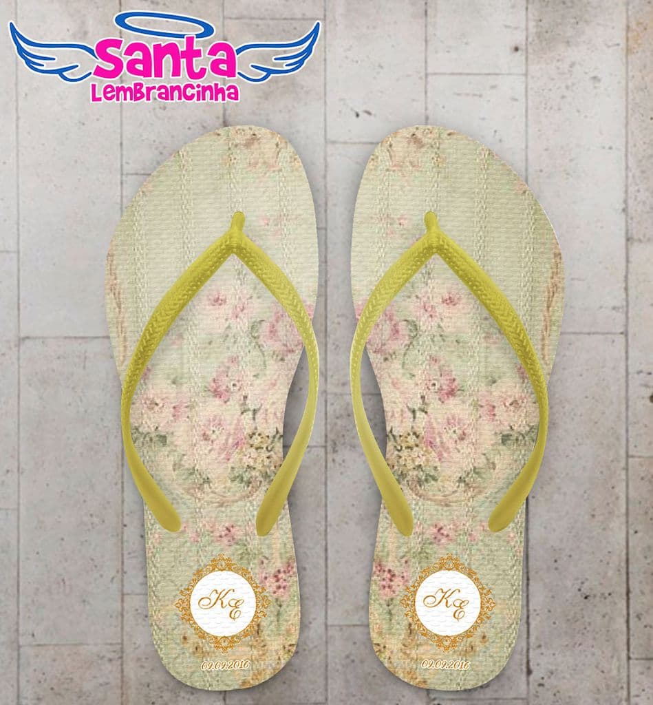 Chinelo Floral Casamento Personalizado - COD 2655