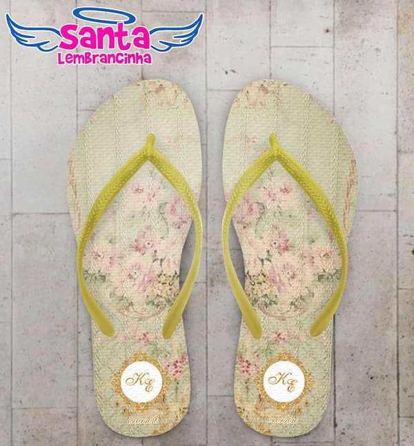 Chinelo Floral Casamento Personalizado - COD 2655