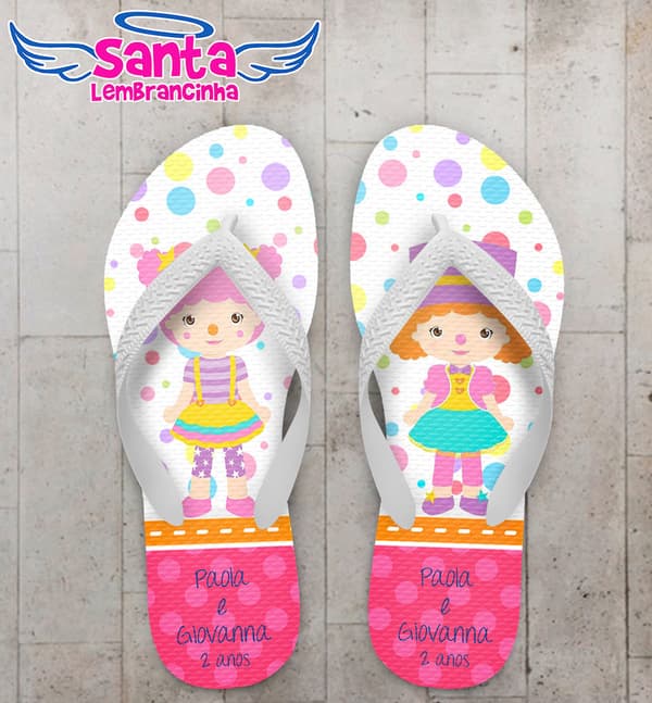 Chinelo Infantil Circo Rosa Personalizado - COD 2948
