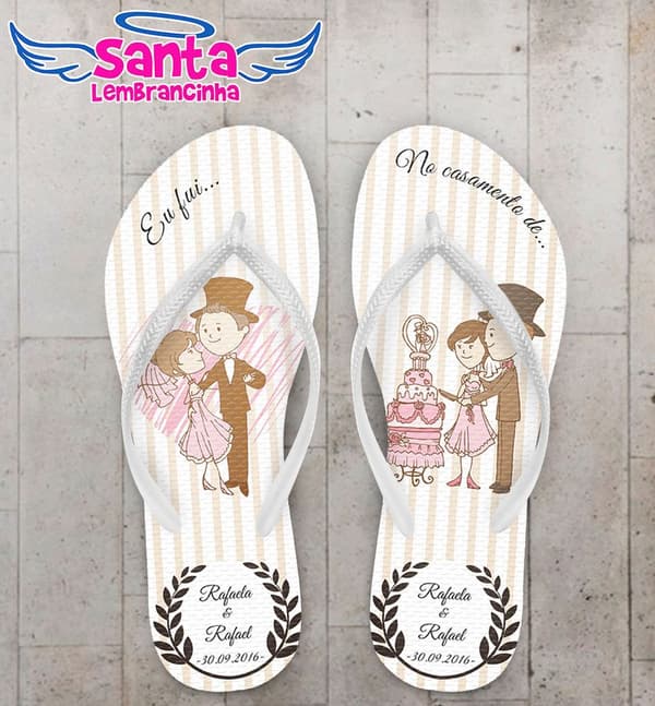 Chinelo Casamento Personalizado, Eu Fui - COD 1727
