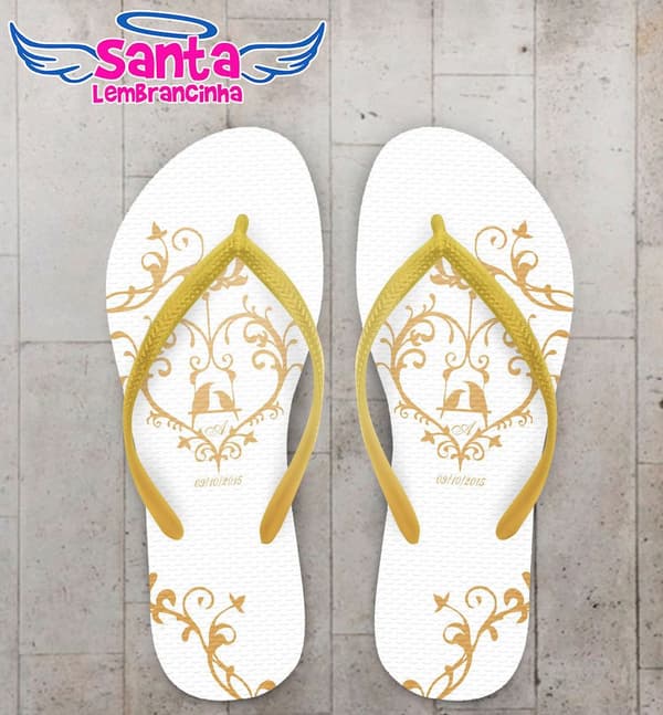Chinelo Casamento Personalizado Pássaro - COD 1742