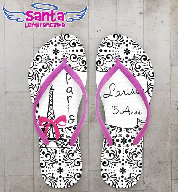 Chinelo 15 anos personalizado, Paris - COD 2112