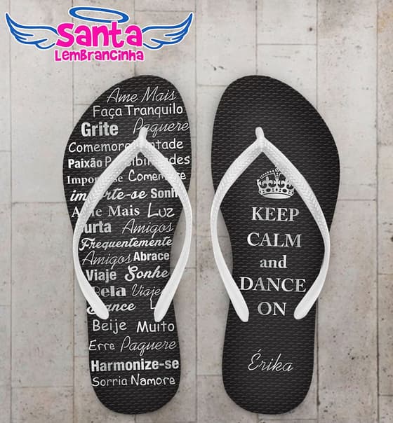 Chinelo 15 Anos Keep Calm Prata - COD 2824