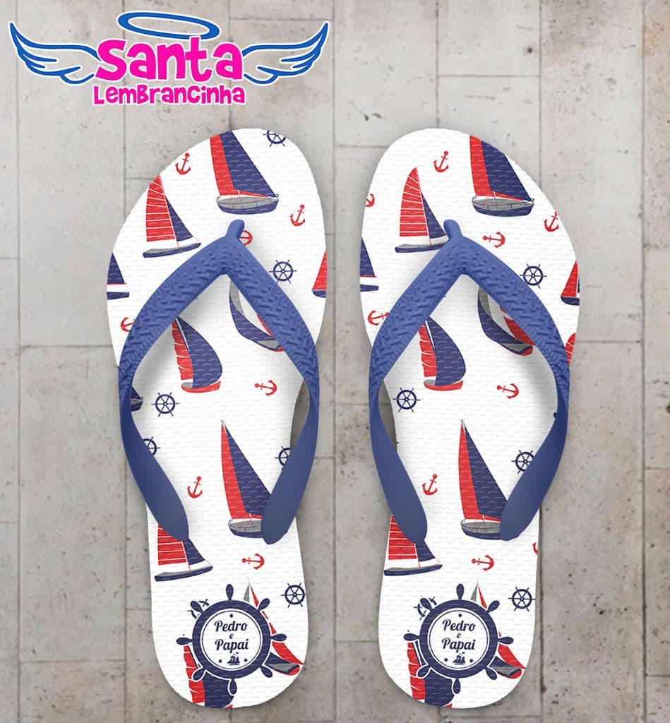 Chinelo Personalizado Estampado Barco - COD 1391