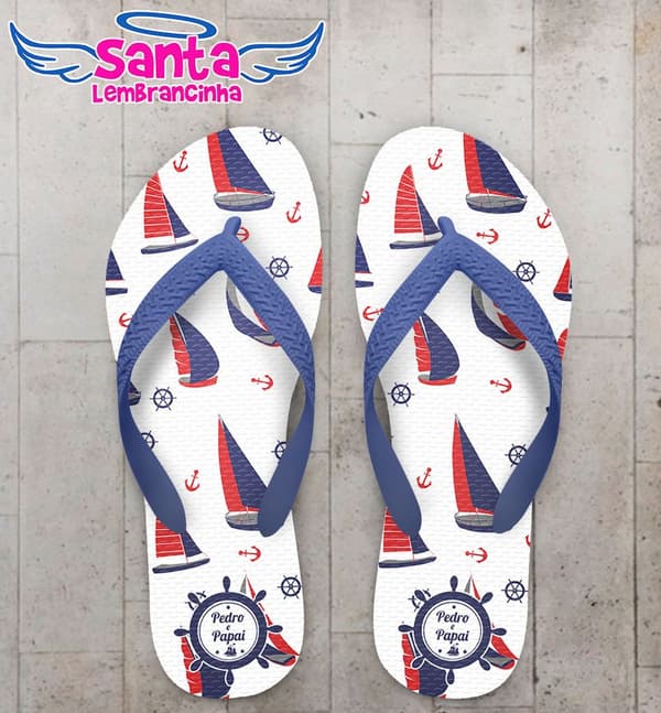 Chinelo Personalizado Estampado Barco - COD 1391
