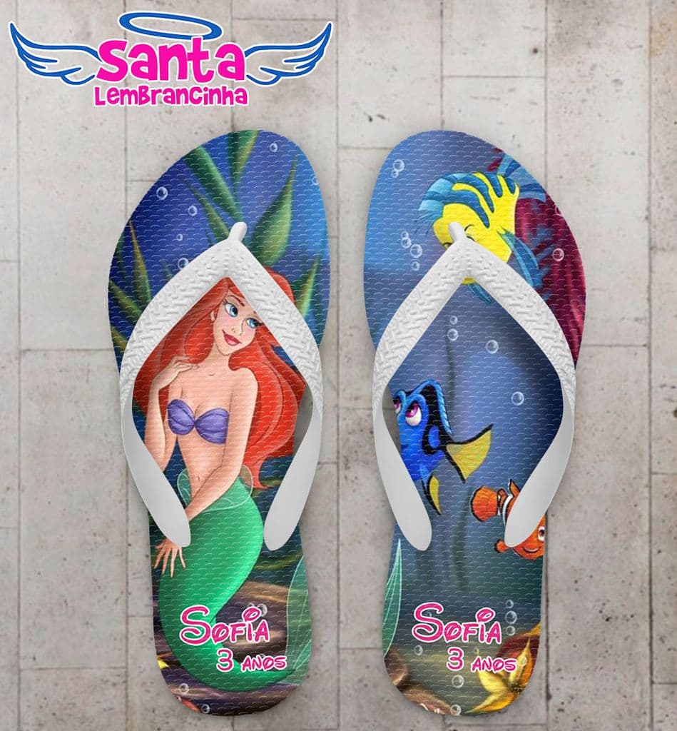 Chinelo Aniversário A pequena sereia Personalizado - COD 1958