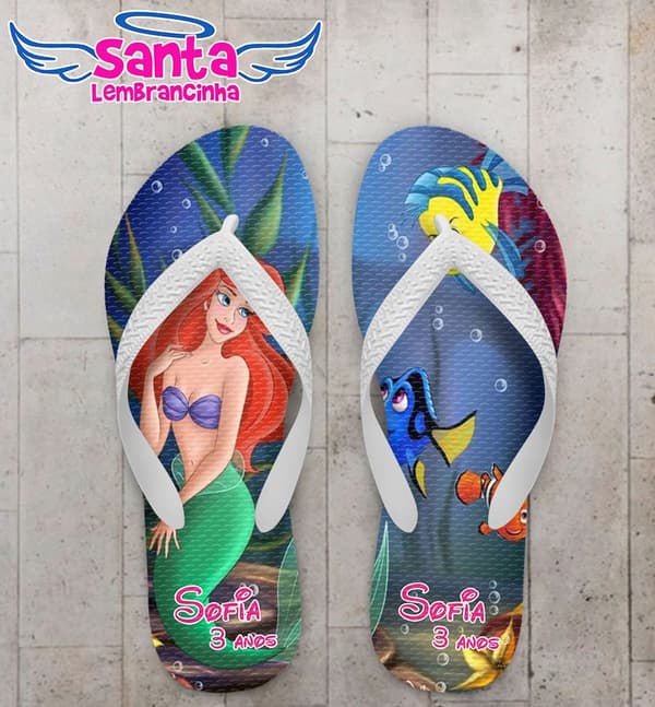Chinelo Aniversário A pequena sereia Personalizado - COD 1958
