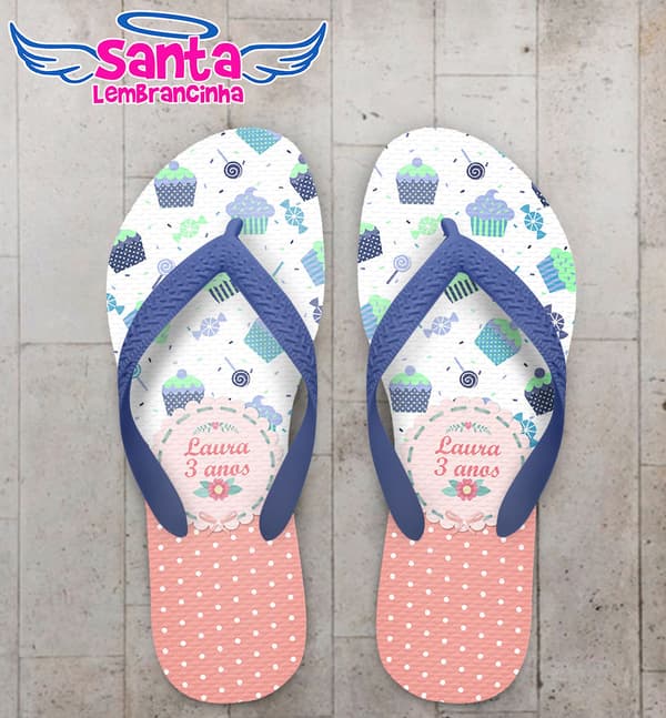 Chinelo Infantil Estampa Cup Cakes Personalizado COD 3186