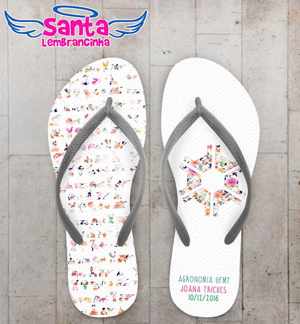 Chinelo Formatura Agronomia Floral Personalizado COD 3057