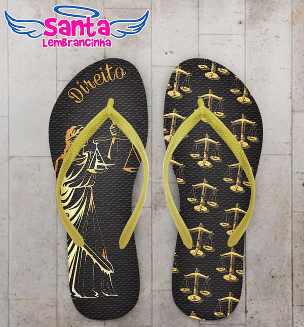 Chinelo Formatura Direito, Dourado - Personalizado COD 3067