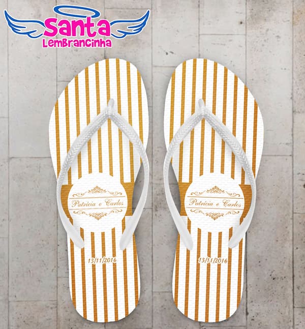 Chinelo Casamento Listrado Personalizado COD 3121